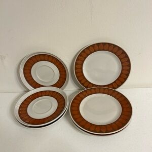 Franciscan  Terra Cotta Cup & saucer, White and Brown salad plate’s